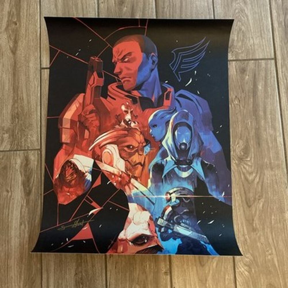 Mass Effect Legendary Edition M Shepard Garrus Liara Tali Poster Print SIGNED 26
